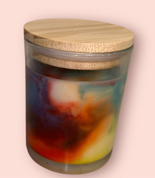 Rainbow Marble Candle